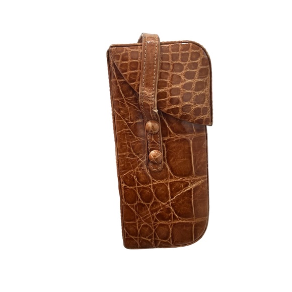 MAXIMA MADE IN ITALY BROWN ALLIGATOR MINI CROSSBODY HARD CASE - Picture 3 of 10